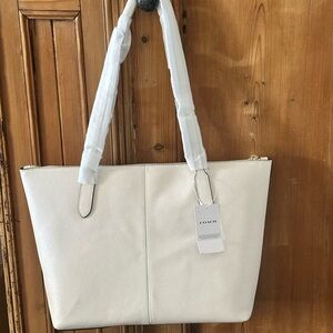 Coach City Tote chalk with Gold NWT